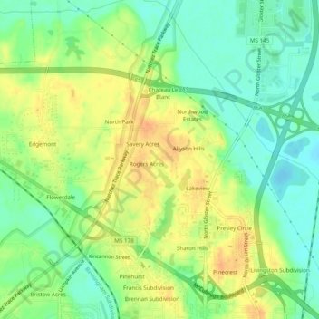 Applewood topographic map, elevation, terrain