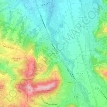 Haut de Hiis topographic map, elevation, terrain