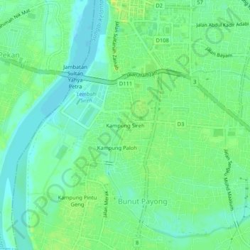 Kampung Sireh topographic map, elevation, terrain