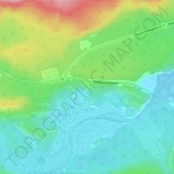 Viewpoint North Saskatchwan River topographic map, elevation, terrain