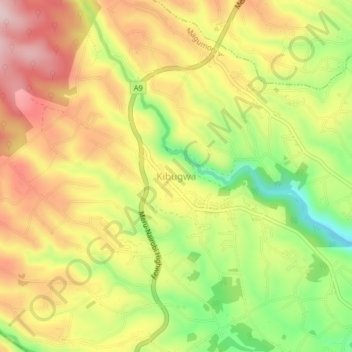 Kibugwa topographic map, elevation, terrain