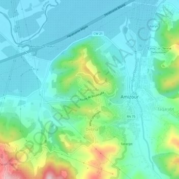 Boukhalfa topographic map, elevation, terrain