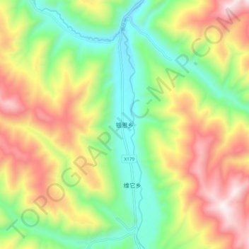 银恩乡 topographic map, elevation, terrain