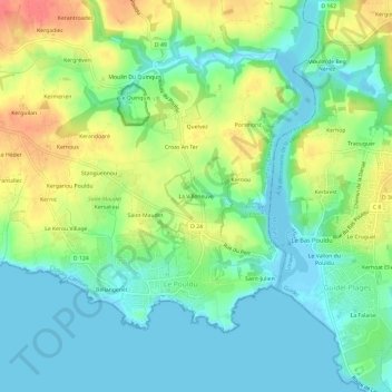 La Villeneuve topographic map, elevation, terrain