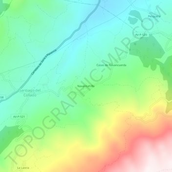 Navalmahíllo topographic map, elevation, terrain