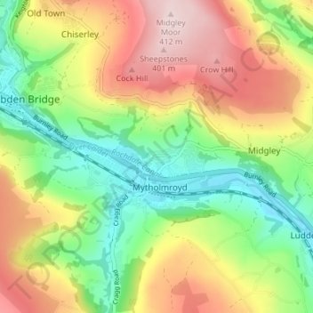 Banksfield topographic map, elevation, terrain