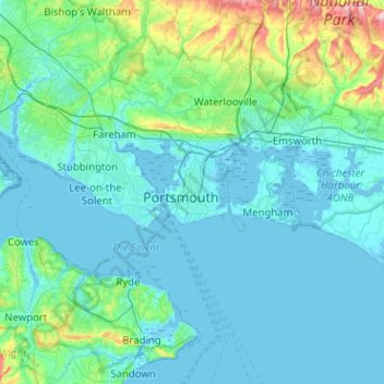 Portsmouth topographic map, elevation, terrain