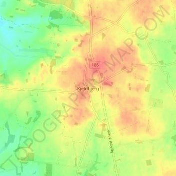 Kjeldbjerg topographic map, elevation, terrain