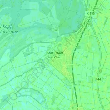 Stockstadt am Rhein topographic map, elevation, terrain