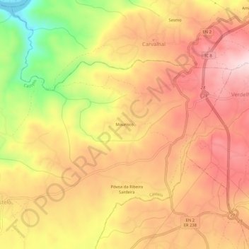 Mourisco topographic map, elevation, terrain