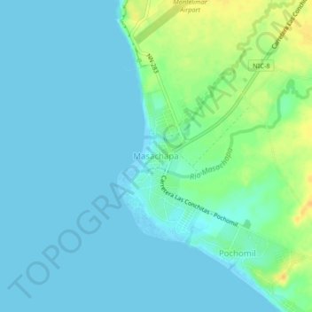 Masachapa topographic map, elevation, terrain