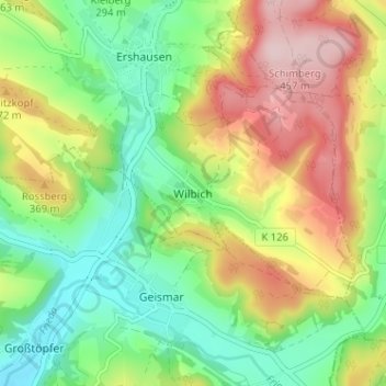 Wilbich topographic map, elevation, terrain