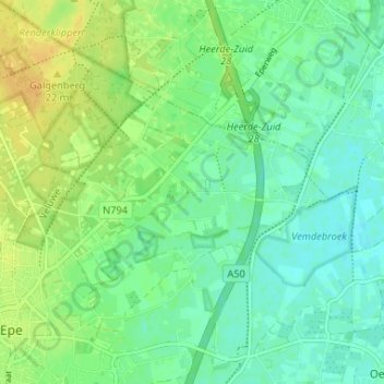 Vemde topographic map, elevation, terrain