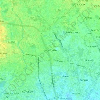 Nong Pa Khrang topographic map, elevation, terrain