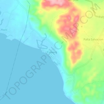 Palawig topographic map, elevation, terrain