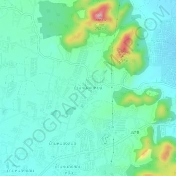 Ban Nong Hiang topographic map, elevation, terrain