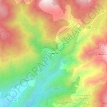 Les Martini topographic map, elevation, terrain