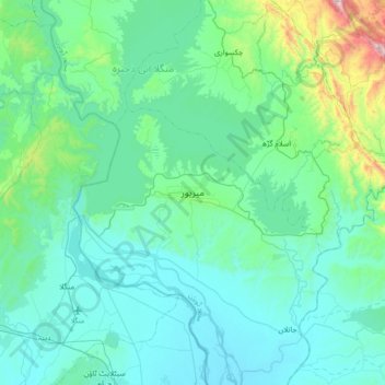 Mirpur topographic map, elevation, terrain