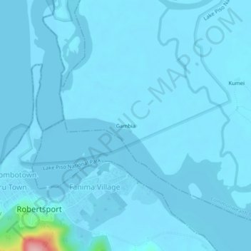 Gambia topographic map, elevation, terrain
