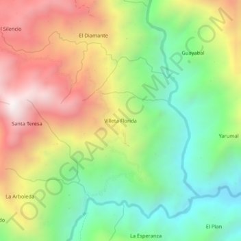 Villeta Florida topographic map, elevation, terrain