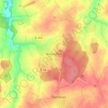 Walincourt topographic map, elevation, terrain