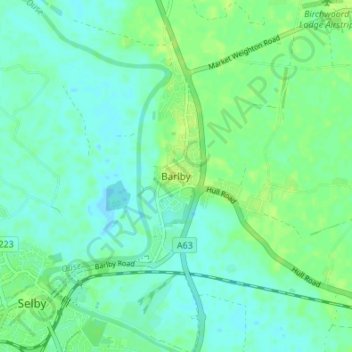 Barlby topographic map, elevation, terrain