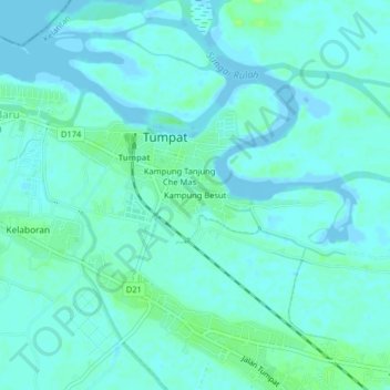 Kampung Besut topographic map, elevation, terrain