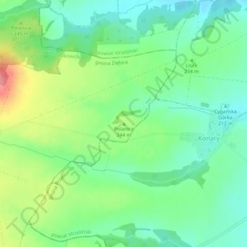 Polanica topographic map, elevation, terrain