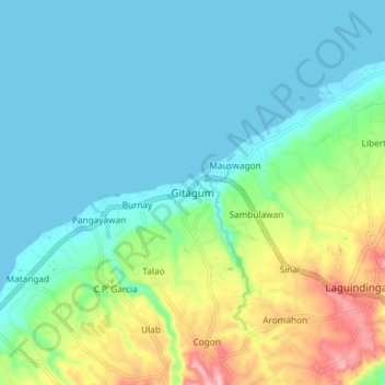 Gitagum topographic map, elevation, terrain