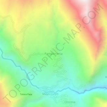 Pampamarca topographic map, elevation, terrain