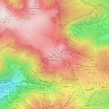 Seebuck topographic map, elevation, terrain
