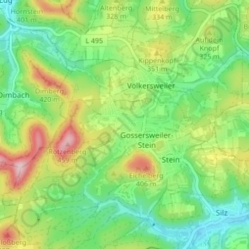 Gossersweiler topographic map, elevation, terrain