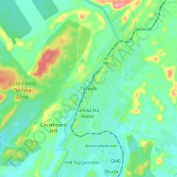 Tarkwa topographic map, elevation, terrain
