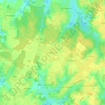 Haut du Fay topographic map, elevation, terrain