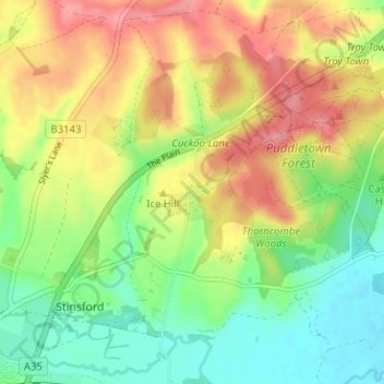 Higher Bockhampton topographic map, elevation, terrain
