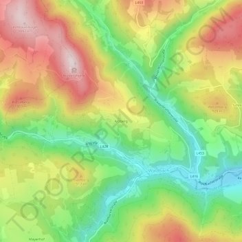 Arzberg topographic map, elevation, terrain