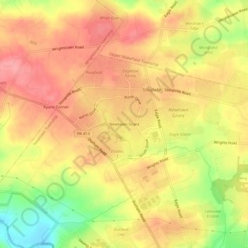 Newtown Grant topographic map, elevation, terrain