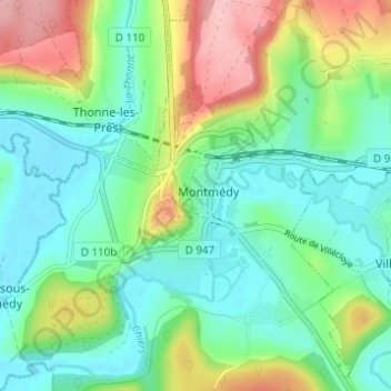 Ville basse topographic map, elevation, terrain