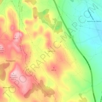 Giesteira topographic map, elevation, terrain