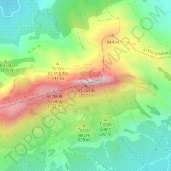 la Capella topographic map, elevation, terrain