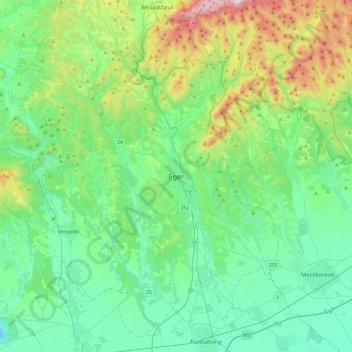 Eger topographic map, elevation, terrain