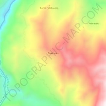 Guamales topographic map, elevation, terrain