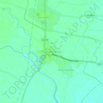 Pedanandipadu topographic map, elevation, terrain