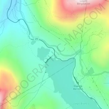 Berninapass topographic map, elevation, terrain