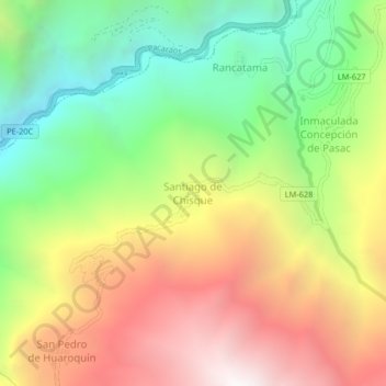 Santiago de Chisque topographic map, elevation, terrain
