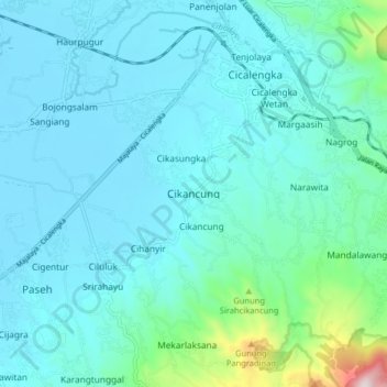 Cikancung topographic map, elevation, terrain
