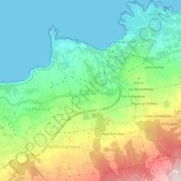Buen Paso topographic map, elevation, terrain