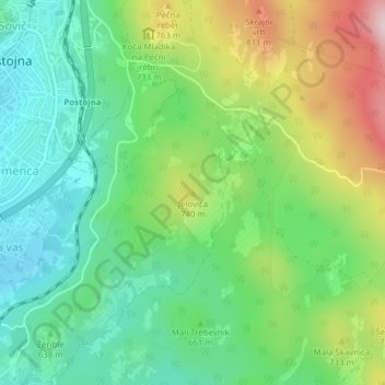 Jelovica topographic map, elevation, terrain