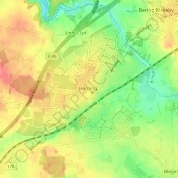 Hørning topographic map, elevation, terrain