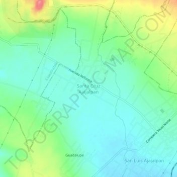 Santa Cruz Ajajalpan topographic map, elevation, terrain